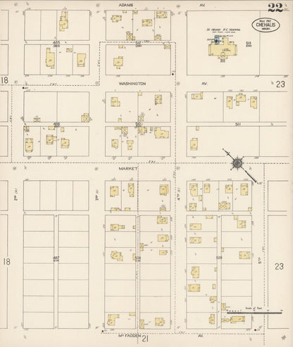 Sanborn Fire Insurance Map from Chehalis, Lewis County, Washington (1912), Sheet #0022 - Complete Map Set gallery image, historic Sanborn map, vintage wall art, Washington Washington