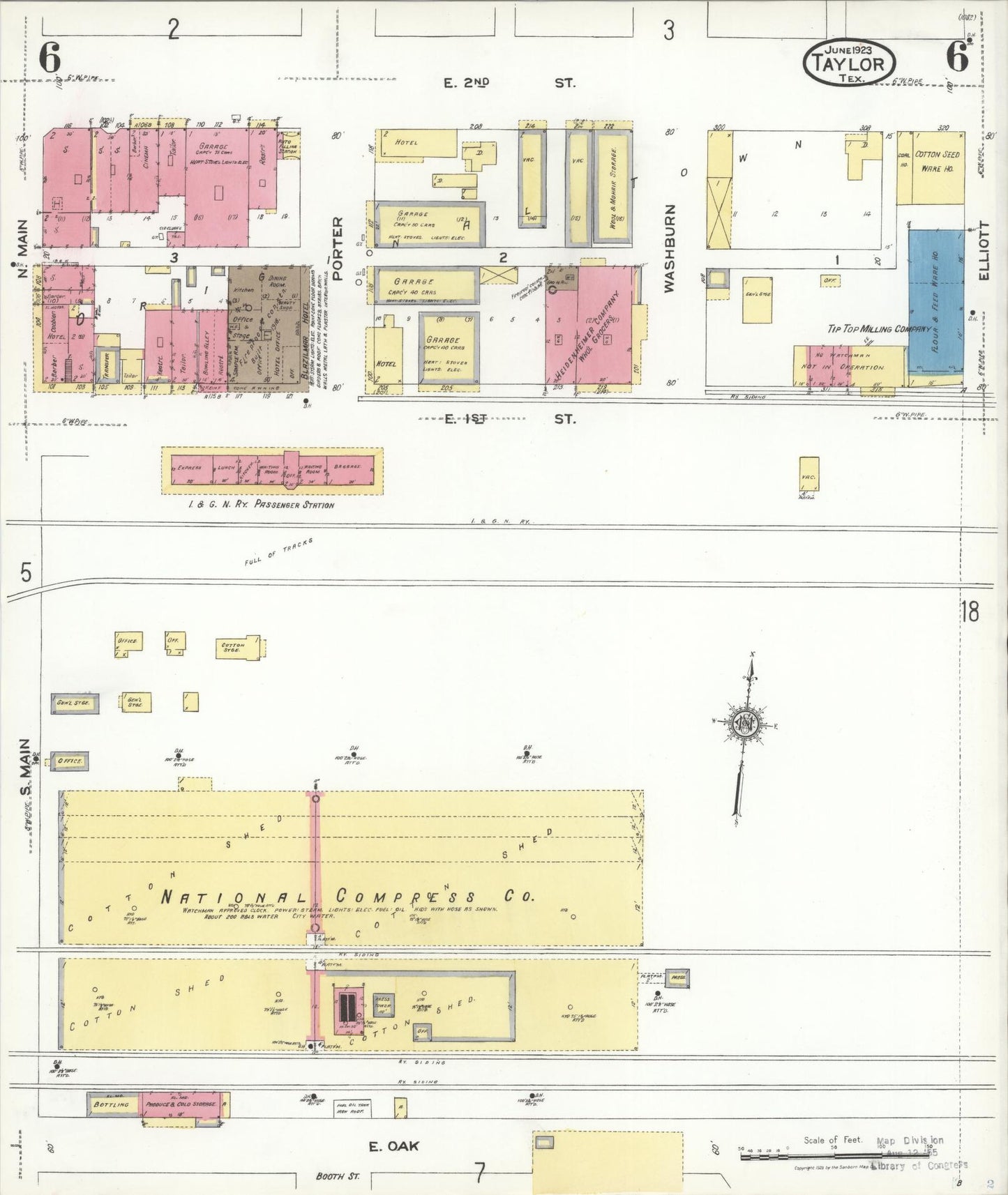 Sanborn Fire Insurance Map from Taylor, Williamson County, Texas (1923), Sheet #0006 - Complete Map Set gallery image, historic Sanborn map, vintage wall art, Texas Texas