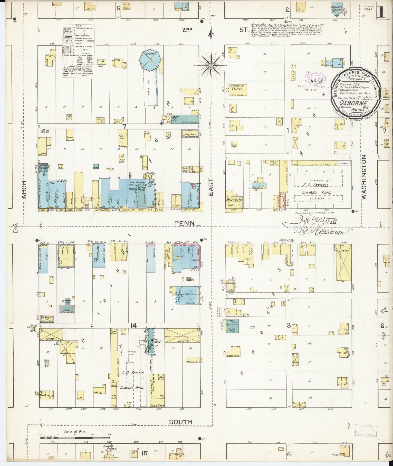 Sanborn Fire Insurance Map from Osborne, Osborne County, Kansas. (1893) – Historic Sanborn Fire Insurance Map Print