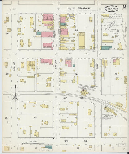 Sanborn Fire Insurance Map from Delavan, Tazewell County, Illinois (1893), Sheet #0002 - Historic Sanborn Fire Insurance Map Print, vintage old map wall art, antique decor, genealogy gift, Illinois Illinois map