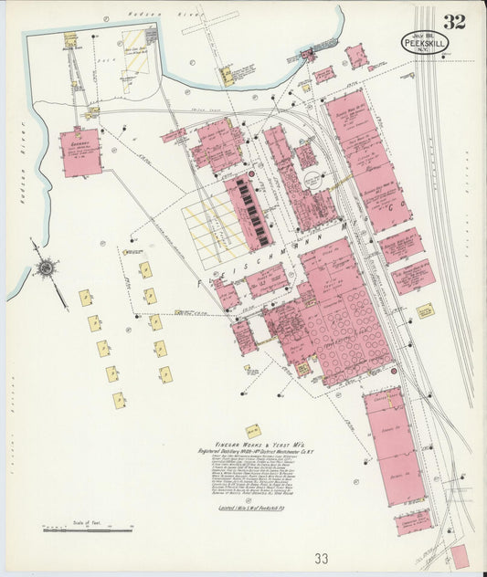 Sanborn Fire Insurance Map from Peekskill, Westchester County, New York (1911), Sheet #0032 - Historic Sanborn Fire Insurance Map Print, vintage old map wall art, antique decor, genealogy gift, New York New York map