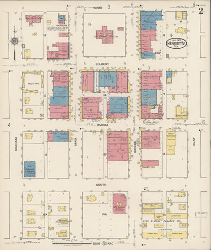 Sanborn Fire Insurance Map from Henrietta, Clay County, Texas (1922), Sheet #0002 - Complete Map Set gallery image, historic Sanborn map, vintage wall art, Texas Texas
