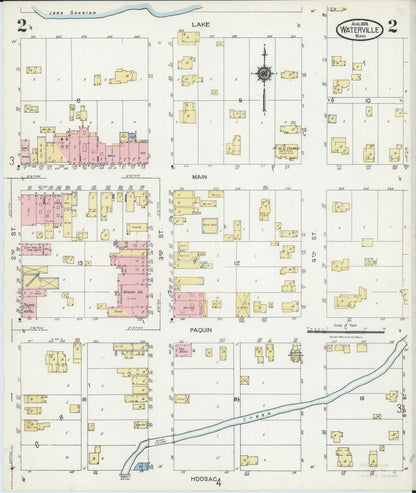 Sanborn Fire Insurance Map from Waterville, Le Sueur County, Minnesota (1924), Sheet #0002 - Historic Sanborn Fire Insurance Map Print, vintage old map wall art, antique decor, genealogy gift, Minnesota Minnesota map