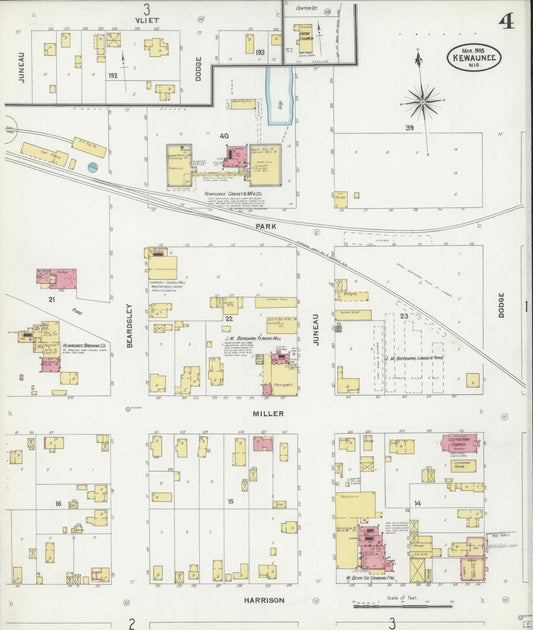 Sanborn Fire Insurance Map from Kewaunee, Kewaunee County, Wisconsin (1905), Sheet #0004 - Historic Sanborn Fire Insurance Map Print, vintage old map wall art, antique decor, genealogy gift, Wisconsin Wisconsin map
