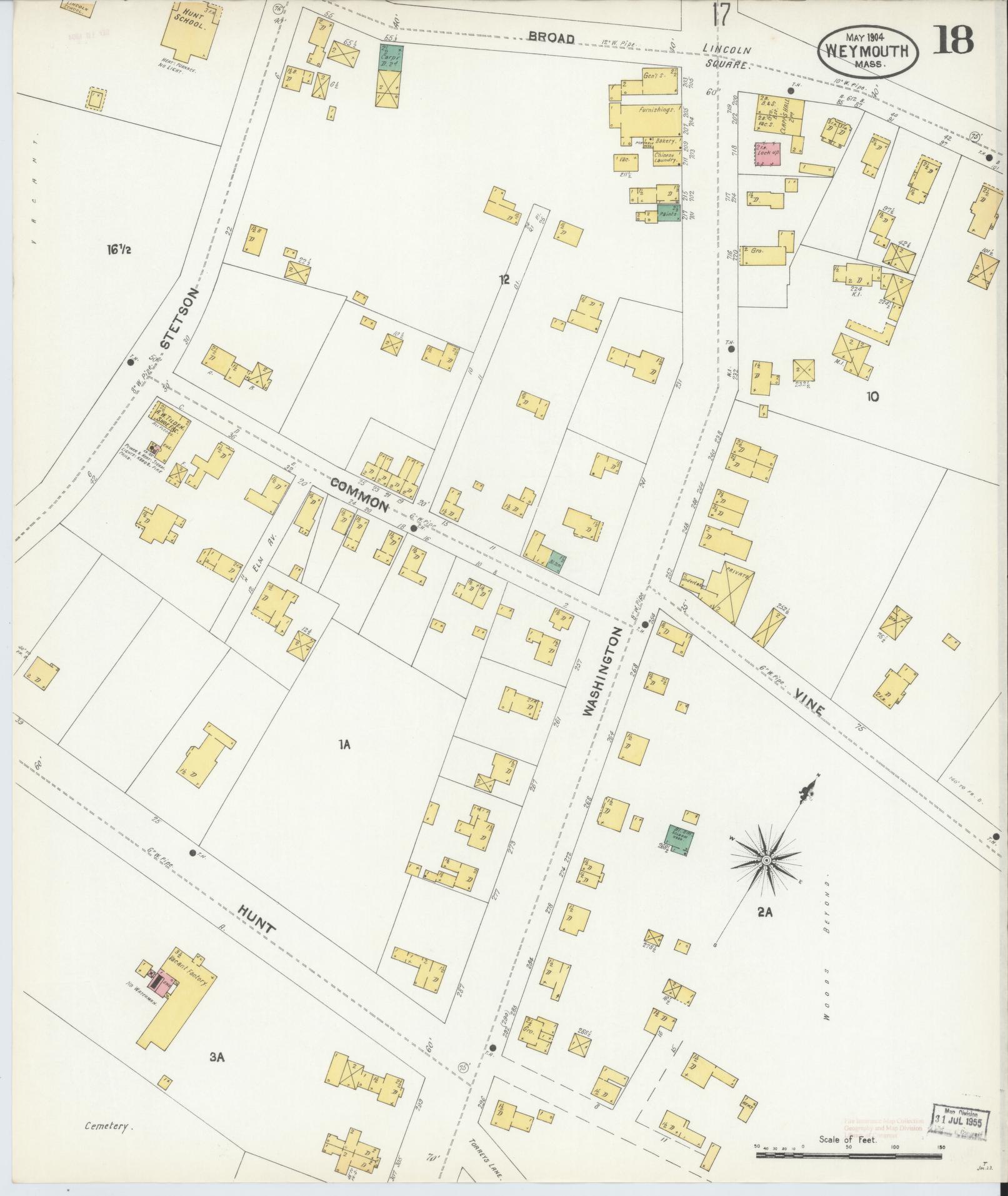 Sanborn Fire Insurance Map from Weymouth, Norfolk County, Massachusetts (1904), Sheet #0018 - Complete Map Set gallery image, historic Sanborn map, vintage wall art, Massachusetts Massachusetts