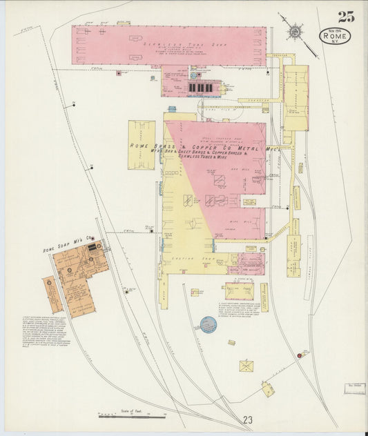 Sanborn Fire Insurance Map from Rome, Oneida County, New York (1914), Sheet #0025 - Historic Sanborn Fire Insurance Map Print, vintage old map wall art, antique decor, genealogy gift, New York New York map
