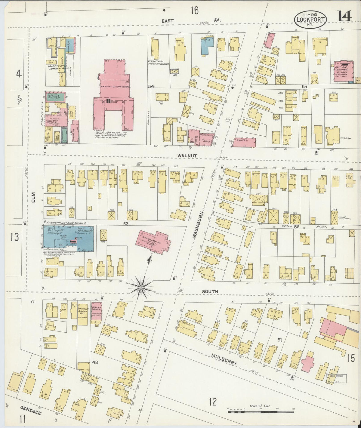 Sanborn Fire Insurance Map from Lockport, Niagara County, New York (1903), Sheet #0014 - Complete Map Set gallery image, historic Sanborn map, vintage wall art, New York New York
