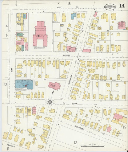 Sanborn Fire Insurance Map from Lockport, Niagara County, New York (1903), Sheet #0014 - Complete Map Set gallery image, historic Sanborn map, vintage wall art, New York New York