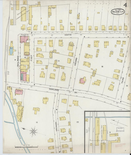 Sanborn Fire Insurance Map from Warwick, Orange County, New York (1894), Sheet #0004 - Historic Sanborn Fire Insurance Map Print, vintage old map wall art, antique decor, genealogy gift, New York New York map