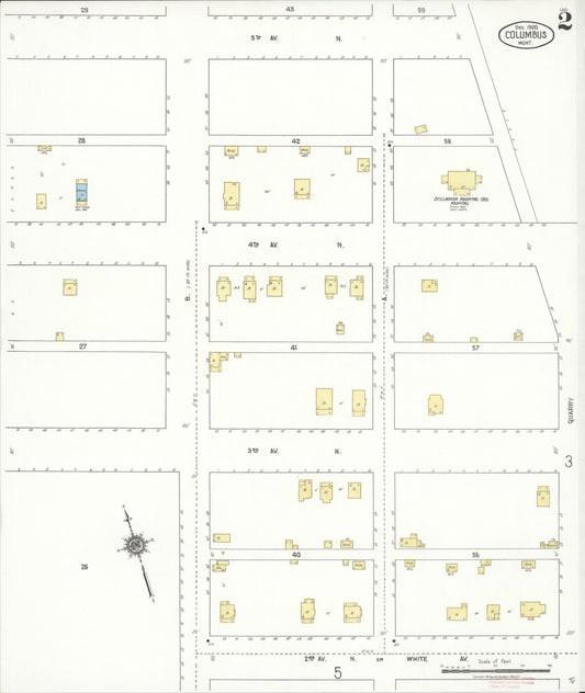 Sanborn Fire Insurance Map from Columbus, Stillwater County, Montana (1920), Sheet #0002 - Historic Sanborn Fire Insurance Map Print, vintage old map wall art, antique decor, genealogy gift, Montana Montana map