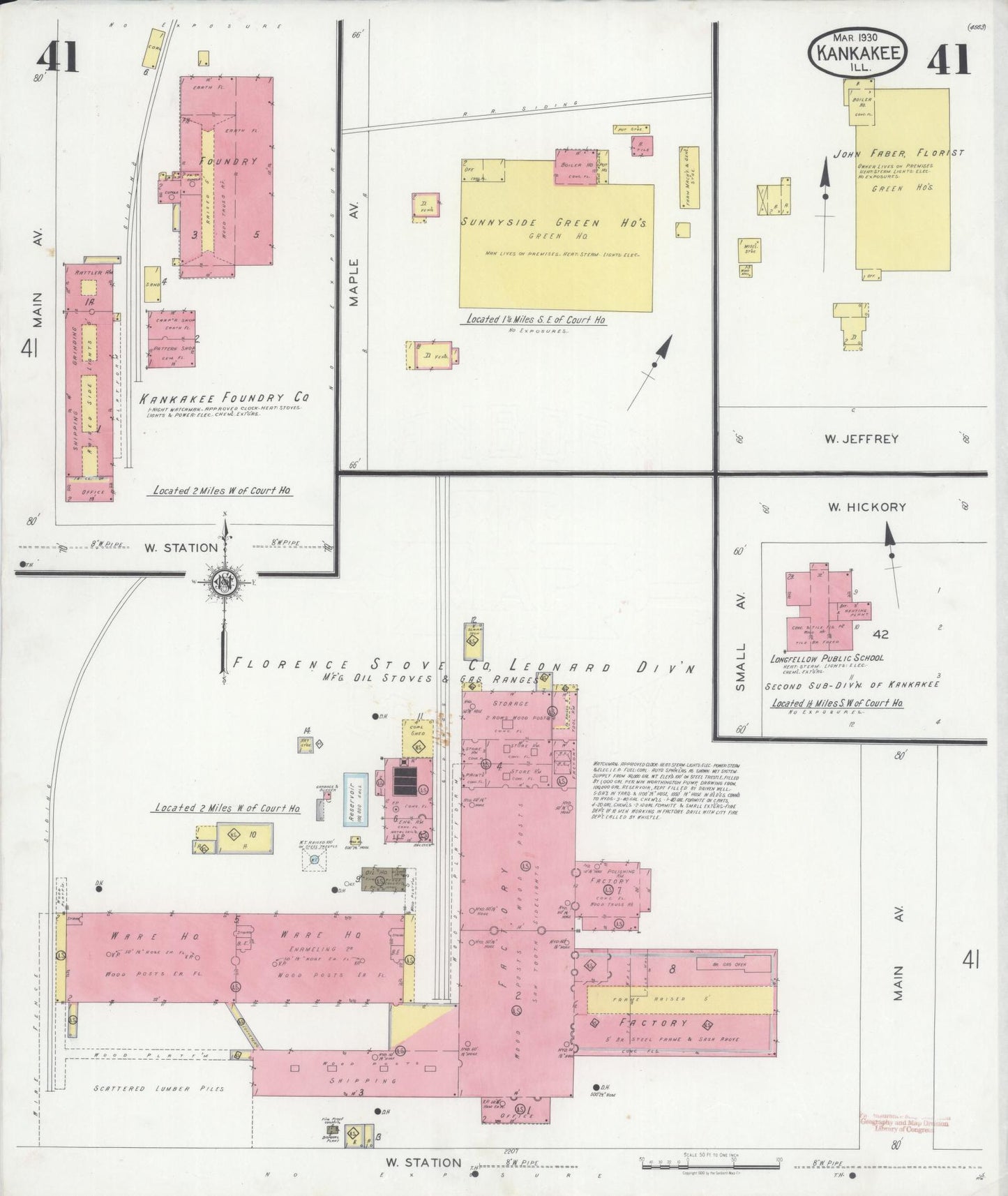 Sanborn Fire Insurance Map from Kankakee, Kankakee County, Illinois (1930), Sheet #0041 - Historic Sanborn Fire Insurance Map Print, vintage old map wall art, antique decor, genealogy gift, Illinois Illinois map