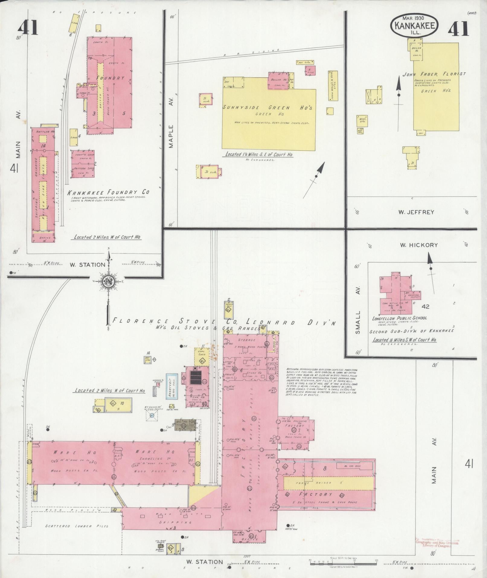 Sanborn Fire Insurance Map from Kankakee, Kankakee County, Illinois (1930), Sheet #0041 - Historic Sanborn Fire Insurance Map Print, vintage old map wall art, antique decor, genealogy gift, Illinois Illinois map