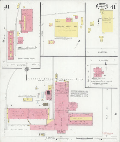 Sanborn Fire Insurance Map from Kankakee, Kankakee County, Illinois (1930), Sheet #0041 - Historic Sanborn Fire Insurance Map Print, vintage old map wall art, antique decor, genealogy gift, Illinois Illinois map