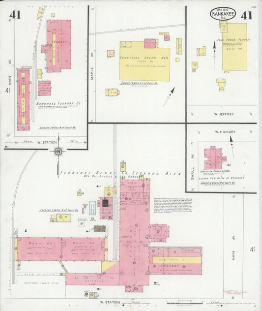 Sanborn Fire Insurance Map from Kankakee, Kankakee County, Illinois (1930), Sheet #0041 - Historic Sanborn Fire Insurance Map Print, vintage old map wall art, antique decor, genealogy gift, Illinois Illinois map