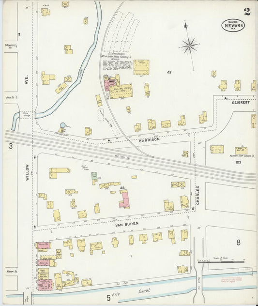 Sanborn Fire Insurance Map from Newark, Wayne County, New York (1898), Sheet #0002 - Historic Sanborn Fire Insurance Map Print, vintage old map wall art, antique decor, genealogy gift, New York New York map