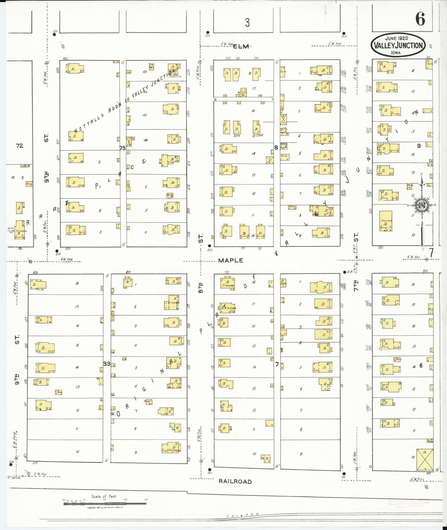 Sanborn Fire Insurance Map from Valley Junction, Polk County, Iowa (1920), Sheet #0006 - Historic Sanborn Fire Insurance Map Print, vintage old map wall art