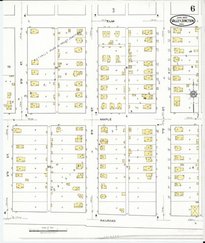 Sanborn Fire Insurance Map from Valley Junction, Polk County, Iowa (1920), Sheet #0006 - Historic Sanborn Fire Insurance Map Print, vintage old map wall art