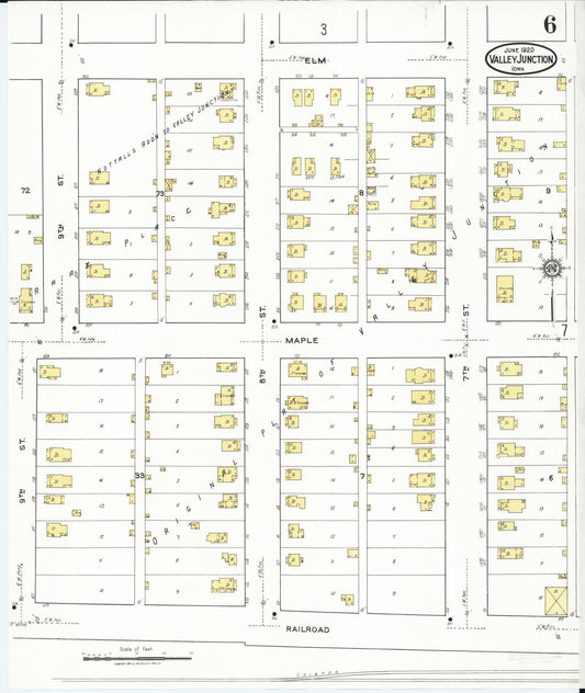 Sanborn Fire Insurance Map from Valley Junction, Polk County, Iowa (1920), Sheet #0006 - Historic Sanborn Fire Insurance Map Print, vintage old map wall art