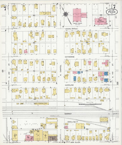 Sanborn Fire Insurance Map from Pekin, Tazewell County, Illinois (1925), Sheet #0007 - Complete Map Set gallery image, historic Sanborn map, vintage wall art, Illinois Illinois