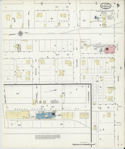 Sanborn Fire Insurance Map from Duncan, Stephens County, Oklahoma (1914), Sheet #0009 - Complete Map Set gallery image, historic Sanborn map, vintage wall art, Oklahoma Oklahoma