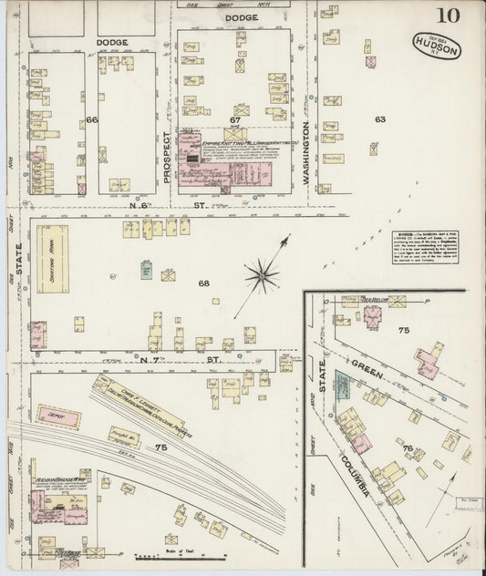 Sanborn Fire Insurance Map from Hudson, Columbia County, New York (1884), Sheet #0010 - Historic Sanborn Fire Insurance Map Print, vintage old map wall art, antique decor, genealogy gift, New York New York map