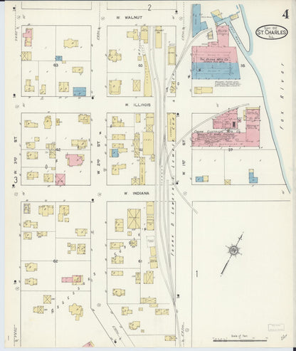 Sanborn Fire Insurance Map from Saint Charles, Kane County, Illinois (1912), Sheet #0004 - Complete Map Set gallery image, historic Sanborn map, vintage wall art, Illinois Illinois
