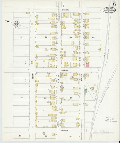 Sanborn Fire Insurance Map from Mauch Chunk, Carbon County, Pennsylvania (1908), Sheet #0006 - Historic Sanborn Fire Insurance Map Print, vintage old map wall art, antique decor, genealogy gift, Pennsylvania Pennsylvania map