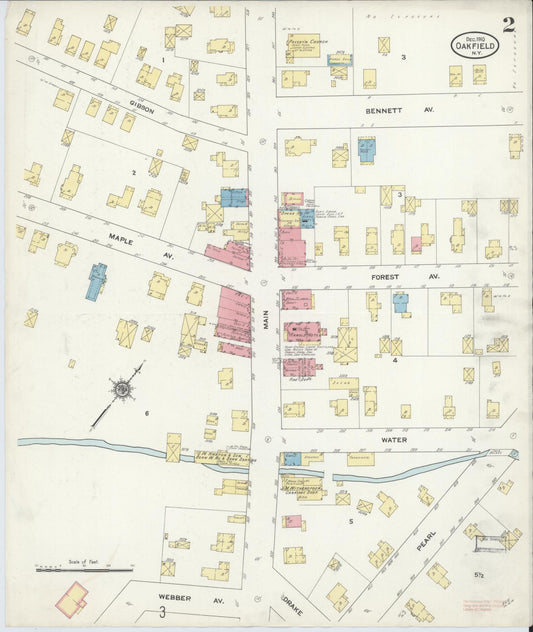 Sanborn Fire Insurance Map from Oakfield, Genesee County, New York (1910), Sheet #0002 - Historic Sanborn Fire Insurance Map Print, vintage old map wall art, antique decor, genealogy gift, New York New York map