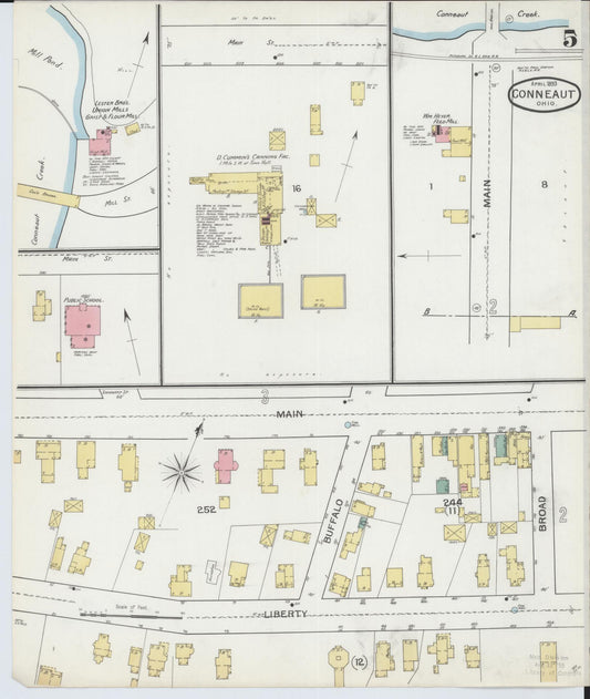 Sanborn Fire Insurance Map from Conneaut, Ashtabula County, Ohio (1893), Sheet #0005 - Historic Sanborn Fire Insurance Map Print, vintage old map wall art, antique decor, genealogy gift, Ohio Ohio map