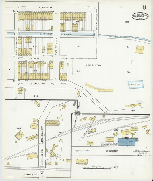 Sanborn Fire Insurance Map from Mahanoy City, Schuylkill County, Pennsylvania (1920), Sheet #0009 - Historic Sanborn Fire Insurance Map Print, vintage old map wall art, antique decor, genealogy gift, Pennsylvania Pennsylvania map