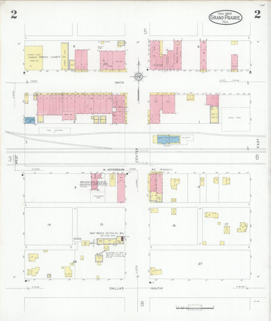 Sanborn Fire Insurance Map from Grand Prairie, Dallas County, Texas (1929), Sheet #0002 - Historic Sanborn Fire Insurance Map Print, vintage old map wall art, antique decor, genealogy gift, Texas Texas map