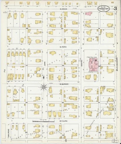 Sanborn Fire Insurance Map from Frankfort, Clinton County, Indiana (1906), Sheet #0003 - Historic Sanborn Fire Insurance Map Print, vintage old map wall art, antique decor, genealogy gift, Indiana Indiana map