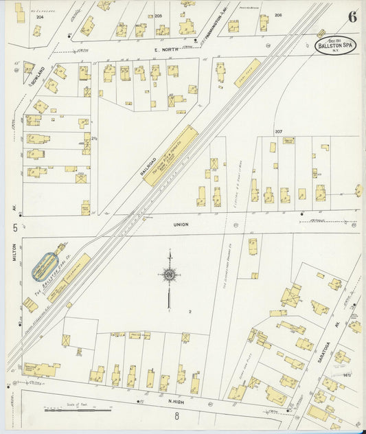 Sanborn Fire Insurance Map from Ballston Spa, Saratoga County, New York (1911), Sheet #0006 - Historic Sanborn Fire Insurance Map Print, vintage old map wall art, antique decor, genealogy gift, New York New York map
