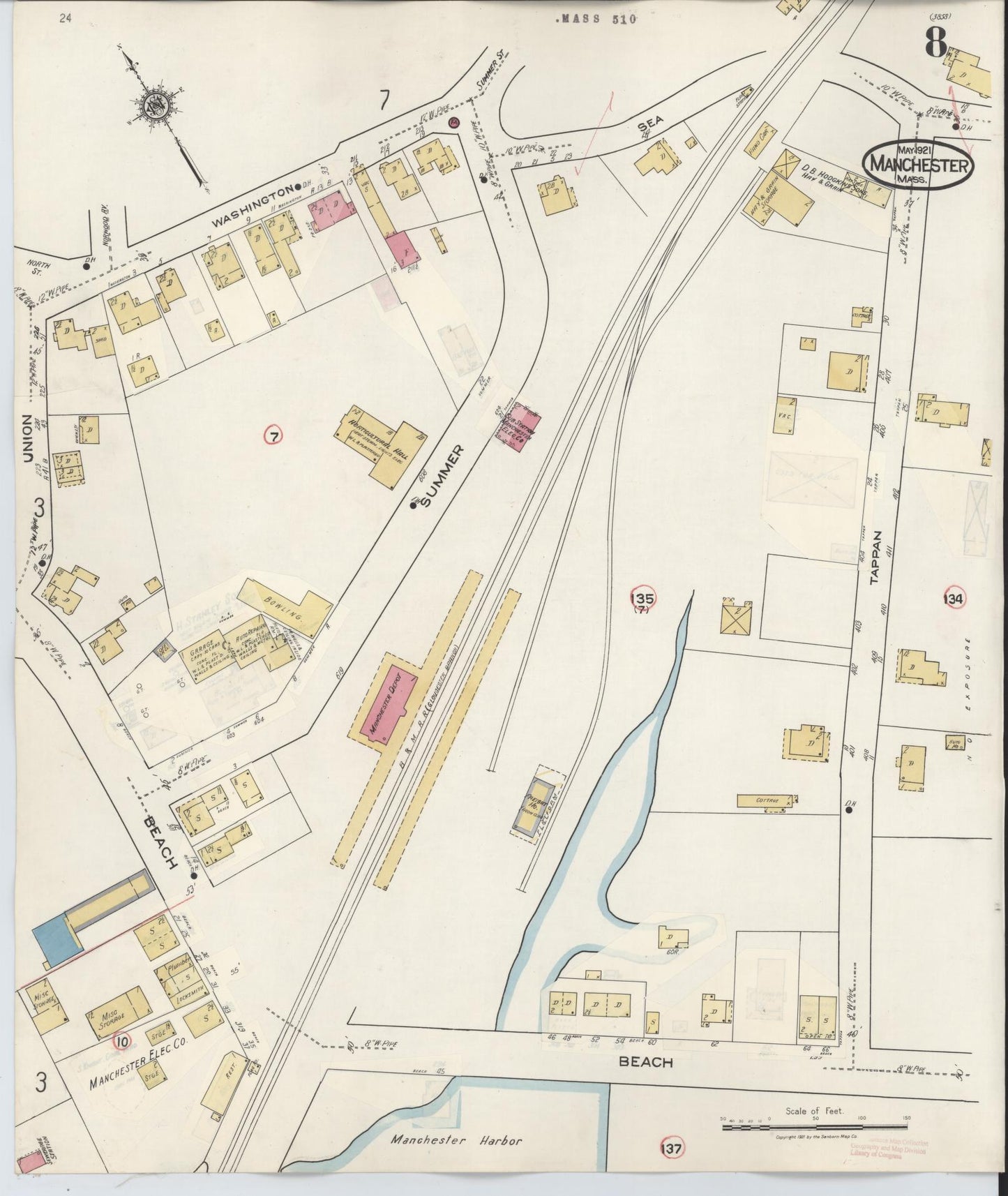 Sanborn Fire Insurance Map from Manchester, Essex County, Massachusetts (1941), Sheet #0008 - Complete Map Set gallery image, historic Sanborn map, vintage wall art, Massachusetts Massachusetts
