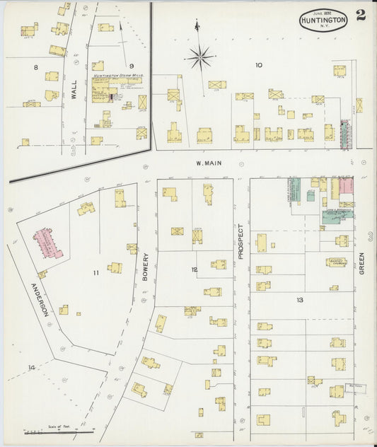 Sanborn Fire Insurance Map from Huntington, Suffolk County, New York (1892), Sheet #0002 - Historic Sanborn Fire Insurance Map Print, vintage old map wall art, antique decor, genealogy gift, New York New York map