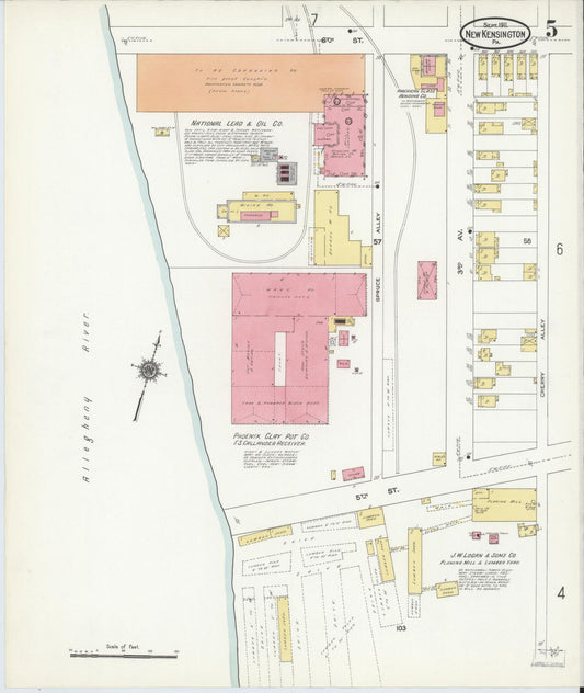 Sanborn Fire Insurance Map from New Kensington, Westmoreland County, Pennsylvania (1911), Sheet #0005 - Historic Sanborn Fire Insurance Map Print, vintage old map wall art, antique decor, genealogy gift, Pennsylvania Pennsylvania map