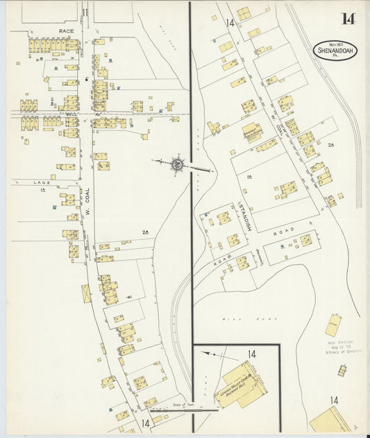 Sanborn Fire Insurance Map from Shenandoah, Schuylkill County, Pennsylvania (1913), Sheet #0014 - Historic Sanborn Fire Insurance Map Print, vintage old map wall art, antique decor, genealogy gift, Pennsylvania Pennsylvania map