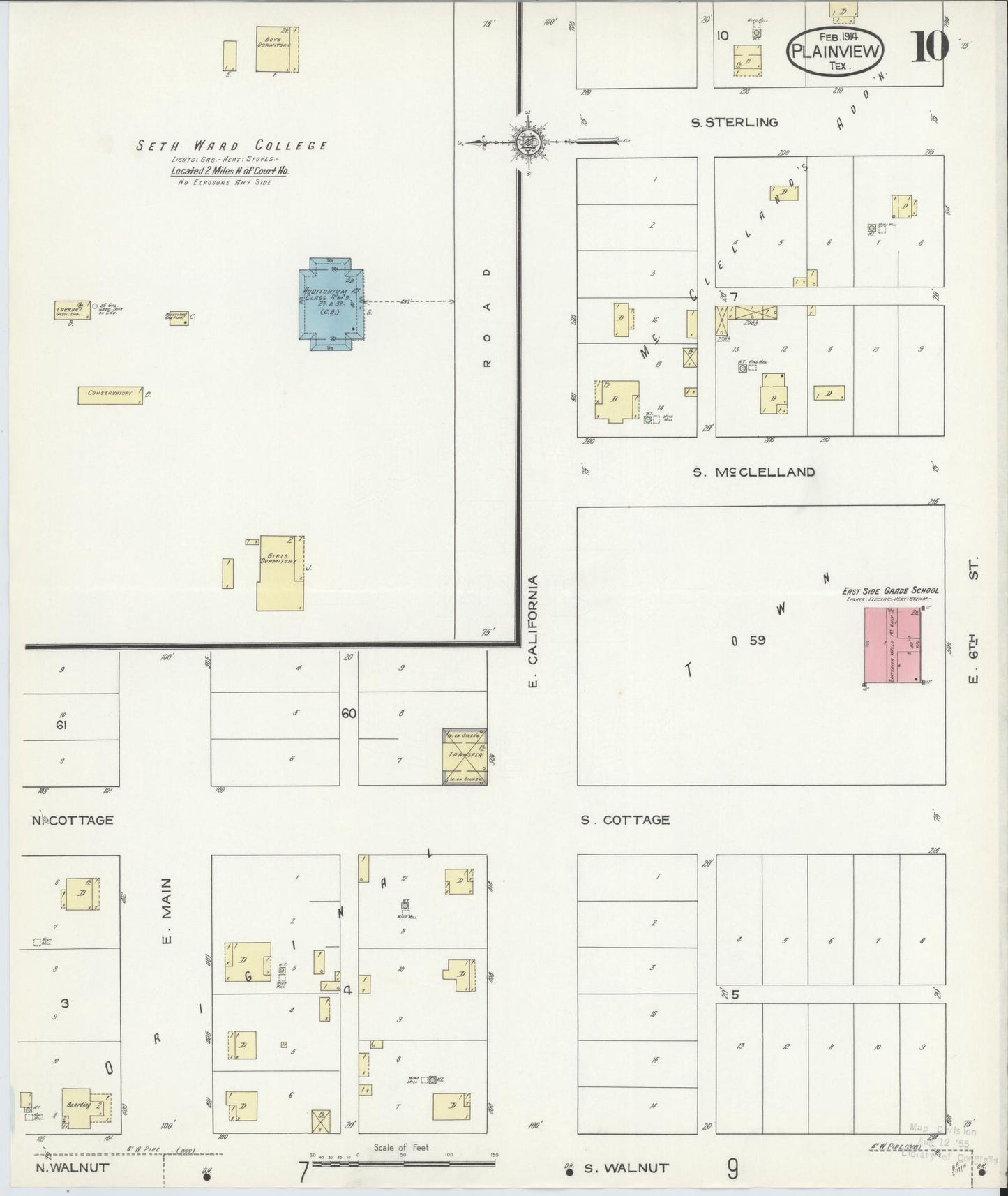 Sanborn Fire Insurance Map from Plainview, Hale County, Texas (1914), Sheet #0010 - Historic Sanborn Fire Insurance Map Print, vintage old map wall art, antique decor, genealogy gift, Texas Texas map