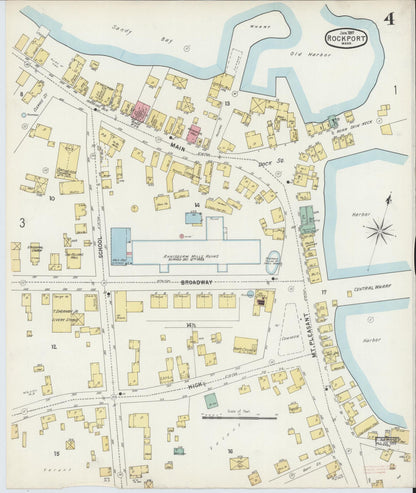 Sanborn Fire Insurance Map from Rockport, Essex County, Massachusetts (1897), Sheet #0004 - Historic Sanborn Fire Insurance Map Print, vintage old map wall art, antique decor, genealogy gift, Massachusetts Massachusetts map