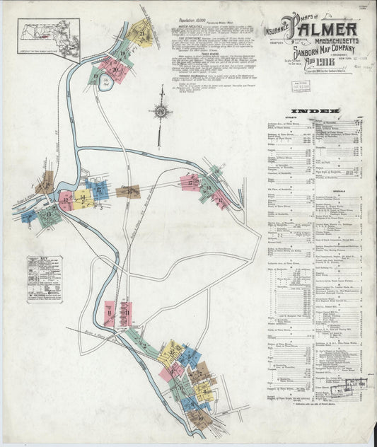 Sanborn Fire Insurance Map from Palmer, Hampden County, Massachusetts. (1918) – Historic Sanborn Fire Insurance Map Print