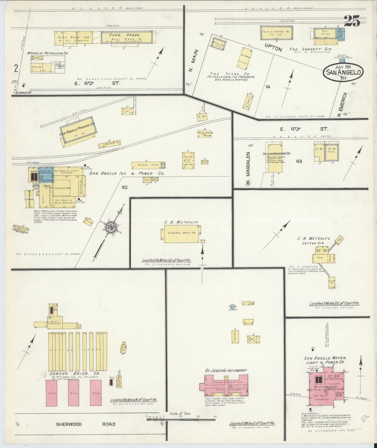 Sanborn Fire Insurance Map from San Angelo, Tom Green County, Texas (1913), Sheet #0025 - Complete Map Set gallery image, historic Sanborn map, vintage wall art, Texas Texas