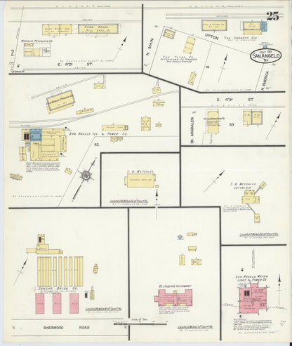 Sanborn Fire Insurance Map from San Angelo, Tom Green County, Texas (1913), Sheet #0025 - Complete Map Set gallery image, historic Sanborn map, vintage wall art, Texas Texas
