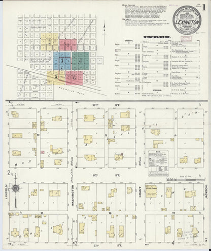 Sanborn Fire Insurance Map from Lexington, Dawson County, Nebraska (1909), Sheet #0001 - Complete Map Set gallery image, historic Sanborn map, vintage wall art, Nebraska Nebraska