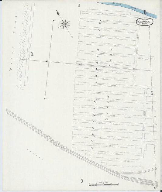 Sanborn Fire Insurance Map from Cloquet, Carlton County, Minnesota (1897), Sheet #0004 - Historic Sanborn Fire Insurance Map Print, vintage old map wall art, antique decor, genealogy gift, Minnesota Minnesota map