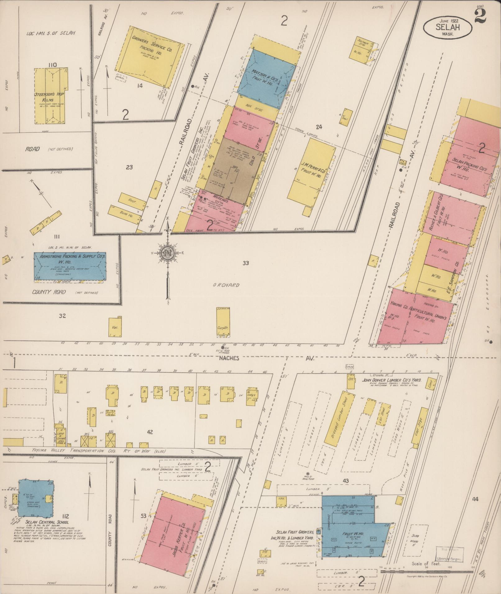Sanborn Fire Insurance Map from Selah, Yakima County, Washington (1922), Sheet #0002 - Complete Map Set gallery image, historic Sanborn map, vintage wall art, Washington Washington
