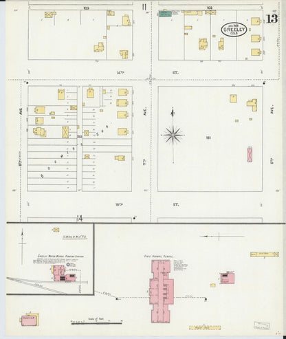 Sanborn Fire Insurance Map from Greeley, Weld County, Colorado (1906), Sheet #0013 - Complete Map Set gallery image, historic Sanborn map, vintage wall art, Colorado Colorado