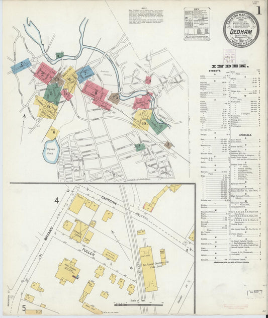 Sanborn Fire Insurance Map from Dedham, Norfolk County, Massachusetts. (1903) – Historic Sanborn Fire Insurance Map Print