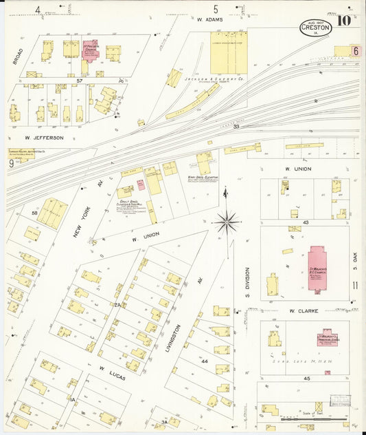 Sanborn Fire Insurance Map from Creston, Union County, Iowa (1907), Sheet #0010 - Historic Sanborn Fire Insurance Map Print, vintage old map wall art