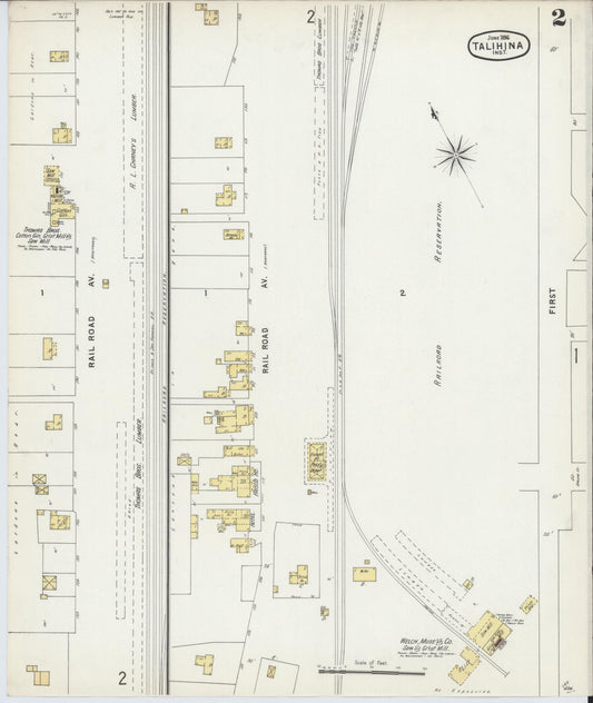 Sanborn Fire Insurance Map from Talihina, Le Flore County, Oklahoma (1896), Sheet #0002 - Historic Sanborn Fire Insurance Map Print, vintage old map wall art, antique decor, genealogy gift, Oklahoma Oklahoma map