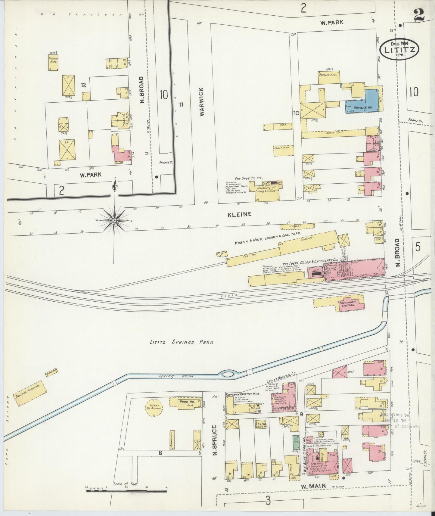 Sanborn Fire Insurance Map from Lititz, Lancaster County, Pennsylvania (1904), Sheet #0002 - Complete Map Set gallery image, historic Sanborn map, vintage wall art, Pennsylvania Pennsylvania